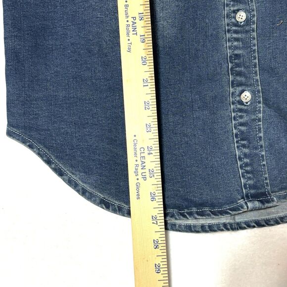 NWT True Religion Georgia Denim Western Shirt Womens L Button Up Jean Shirt - Picture 6 of 10
